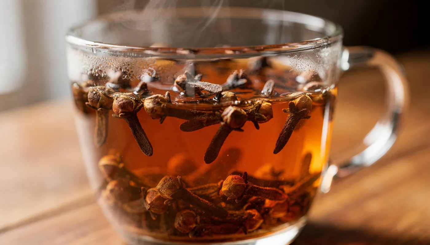 Infuzie de cuișoare într-un recipient de sticlă