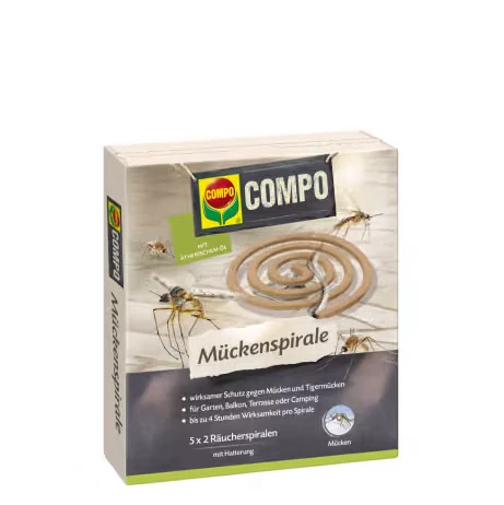 Ambalajul spiralei anti-țânțari COMPO, 5 × 2 spirale fumigene cu suport